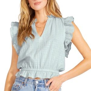 Revolve BB Dakota Are You Frill Top Sea Mist Size Small Green Ruffle